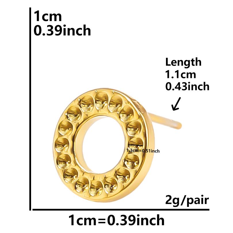 6pcs Real Gold Plated Geometric Round Oval Heart Blank Settings DIY Stone Enamel Crystal Stainless Steel Ear Studs For Women Men
