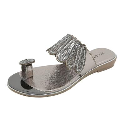 Women Flats Rhinestones Clip Toe Flip Flops Female Summer Open Toe Beach Slippers Outdoor Slingback Sandals Trend Walking Shoes