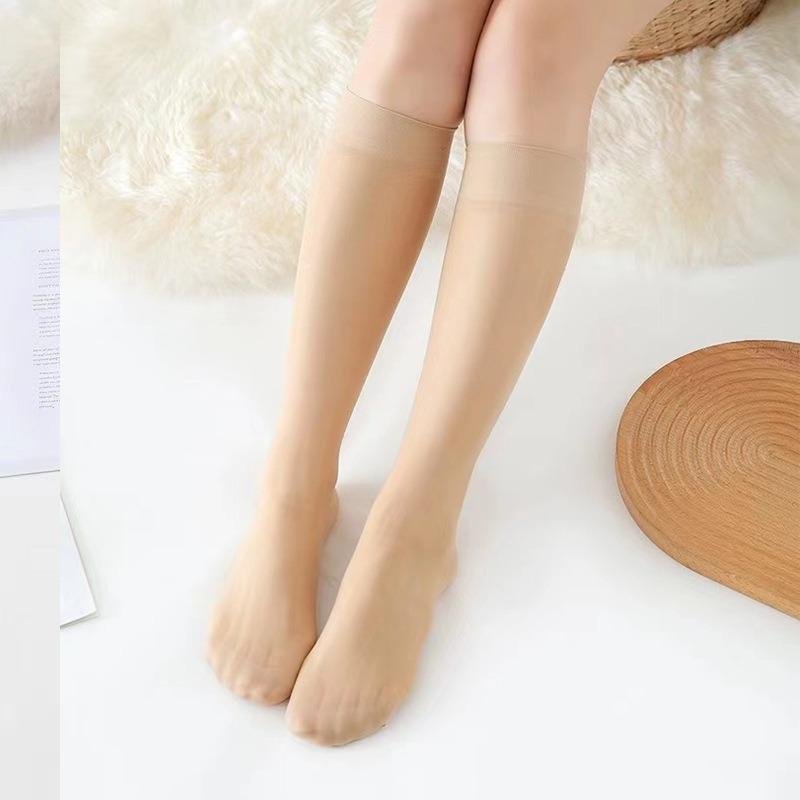5 Pairs of Women's Summer Thin Solid Color Invisible Anti Hook Silk Stockings