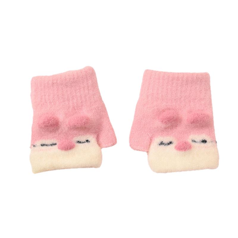 0-3 Toddlers' Cartoon Knit Gloves: Warm, Five-Finger, Anti-Scratch for Autumn/Winter