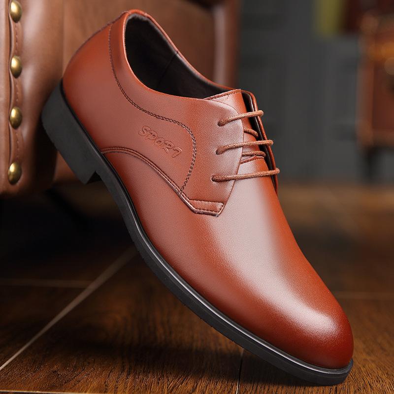 2025 men's shoes leather shoes velvet warm business dress autumn and winter trendy men's leather British Korean version low-top shoes durable