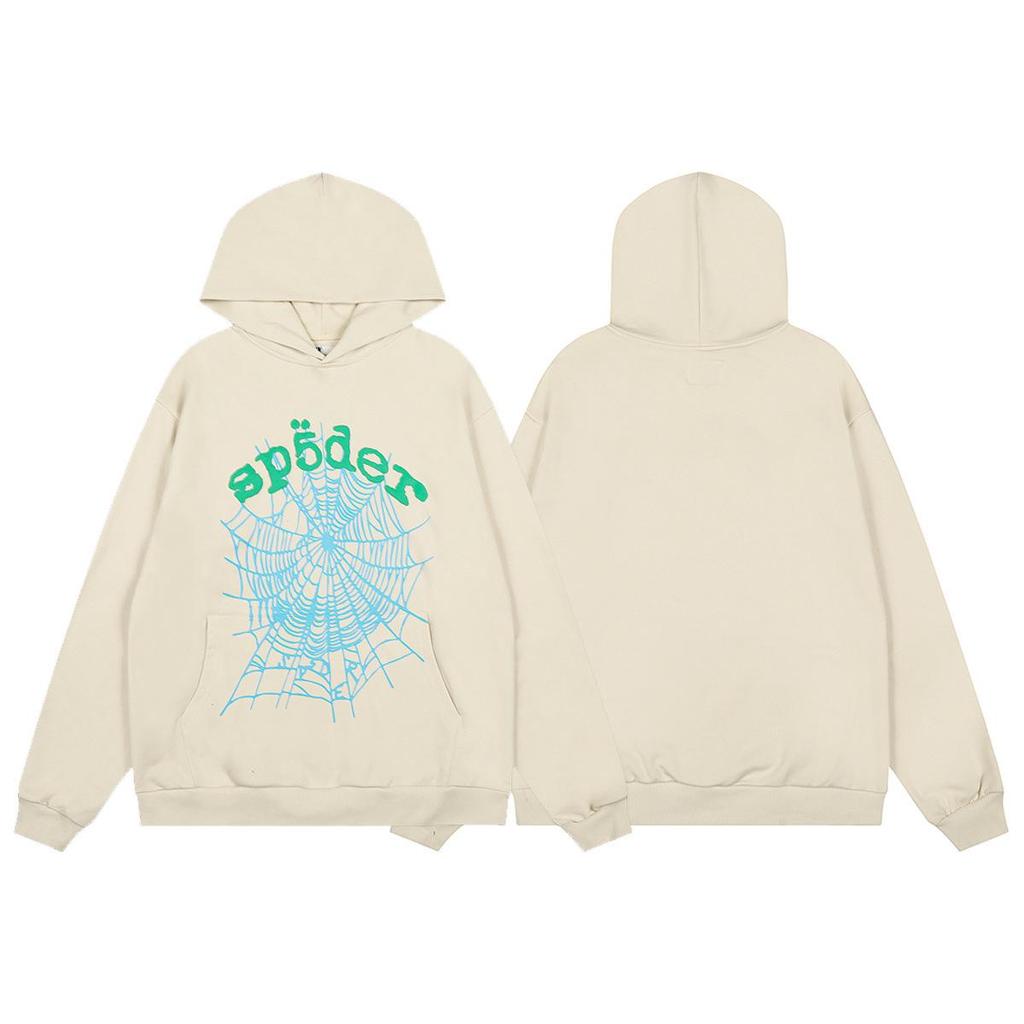 Spider Web Foam Letter Print Terry Cloth Hoodie for Men & Couples