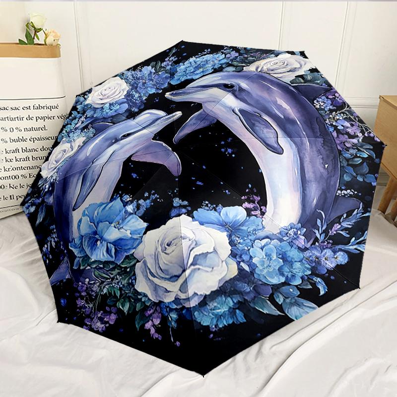 

Dolphins in Cherry Blossom 8-Frame for Travel, Camping, Casual Lightweight Portable Umbrella, Essential for Every Family Holidays Birthday Gift