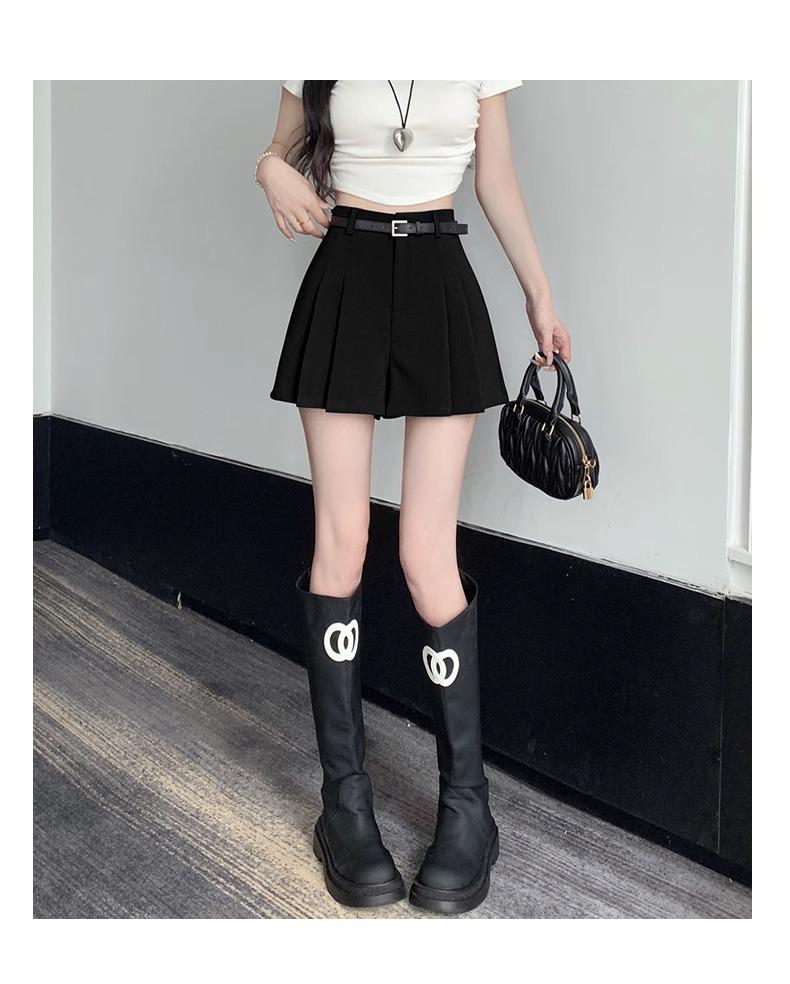 Women's High-Waisted Gray Pleated Shorts Skirt - Loose Wide-Leg Cargo Pants, Summer 2025 Collection