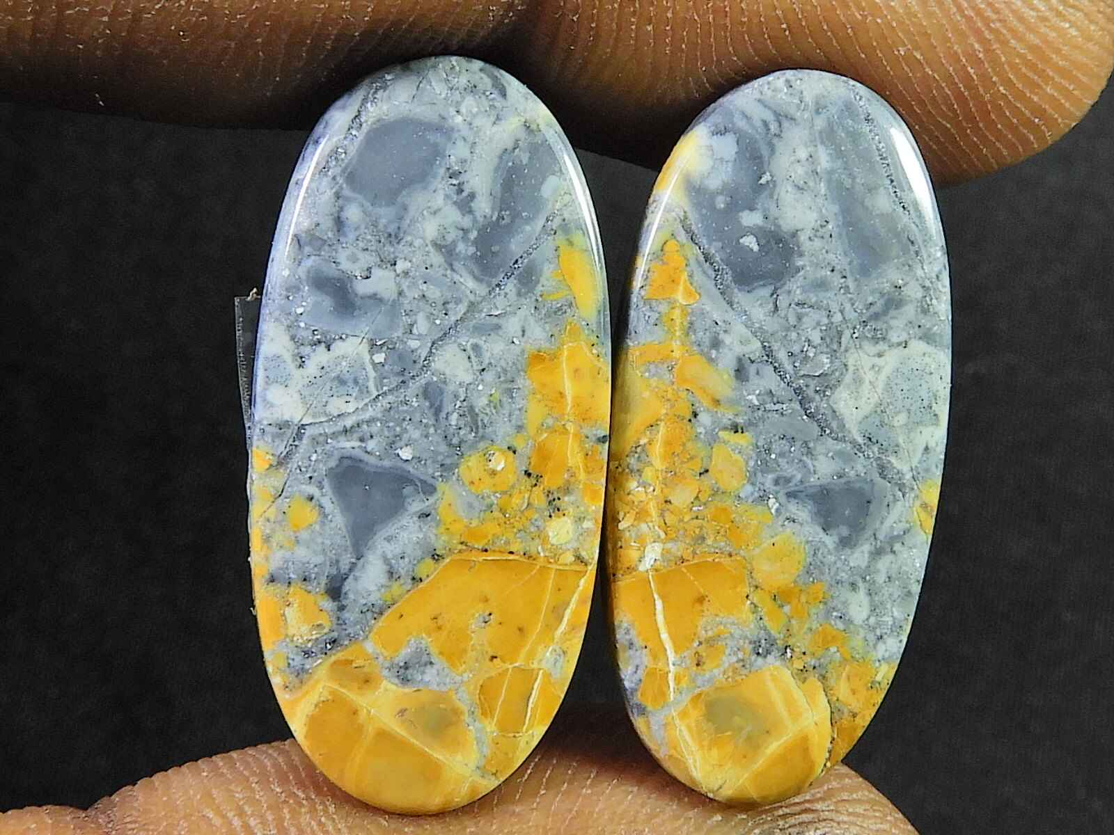 

25Cts. Natural Maligano Jasper (12mm X 27mm each) Oval Cabochon Match Pair SK-2767