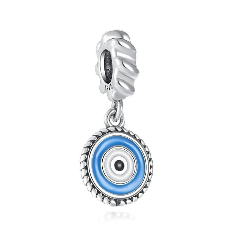 925 Silver Eye of Greece Devil Pendant Charm Bead for DIY Women Jewelry Bracelet Necklace