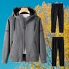 Inkpoo Zippered Hoodie and Pants Solid Loose Running Spring Long Men's Set, Autumn/Winter Outerwear, Color, Fit, Breathable, Sweat-Wicking,