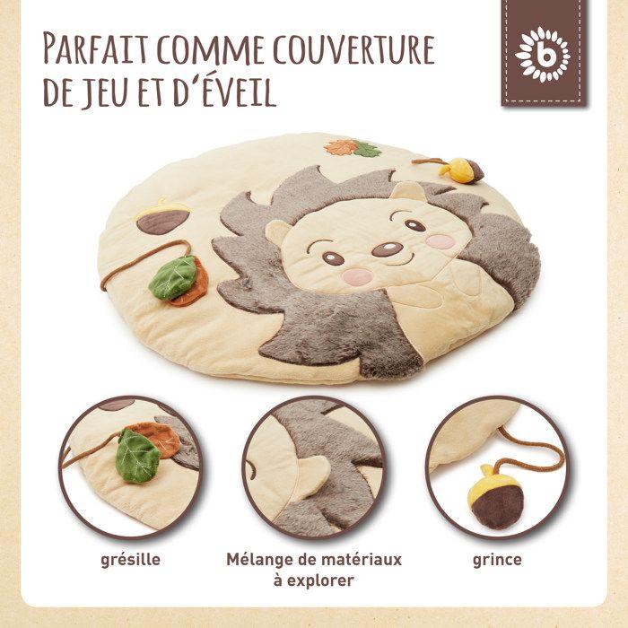 Bieco tapis d'éveil pour bébé ø 70 cm | motif hérisson | tapis d'éveil pour bébé convient pour arche de jeu de bébé tapis de jeu
