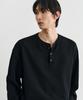 DRAW FIT Cotton Waffle Henley Neck T-Shirt [Black]