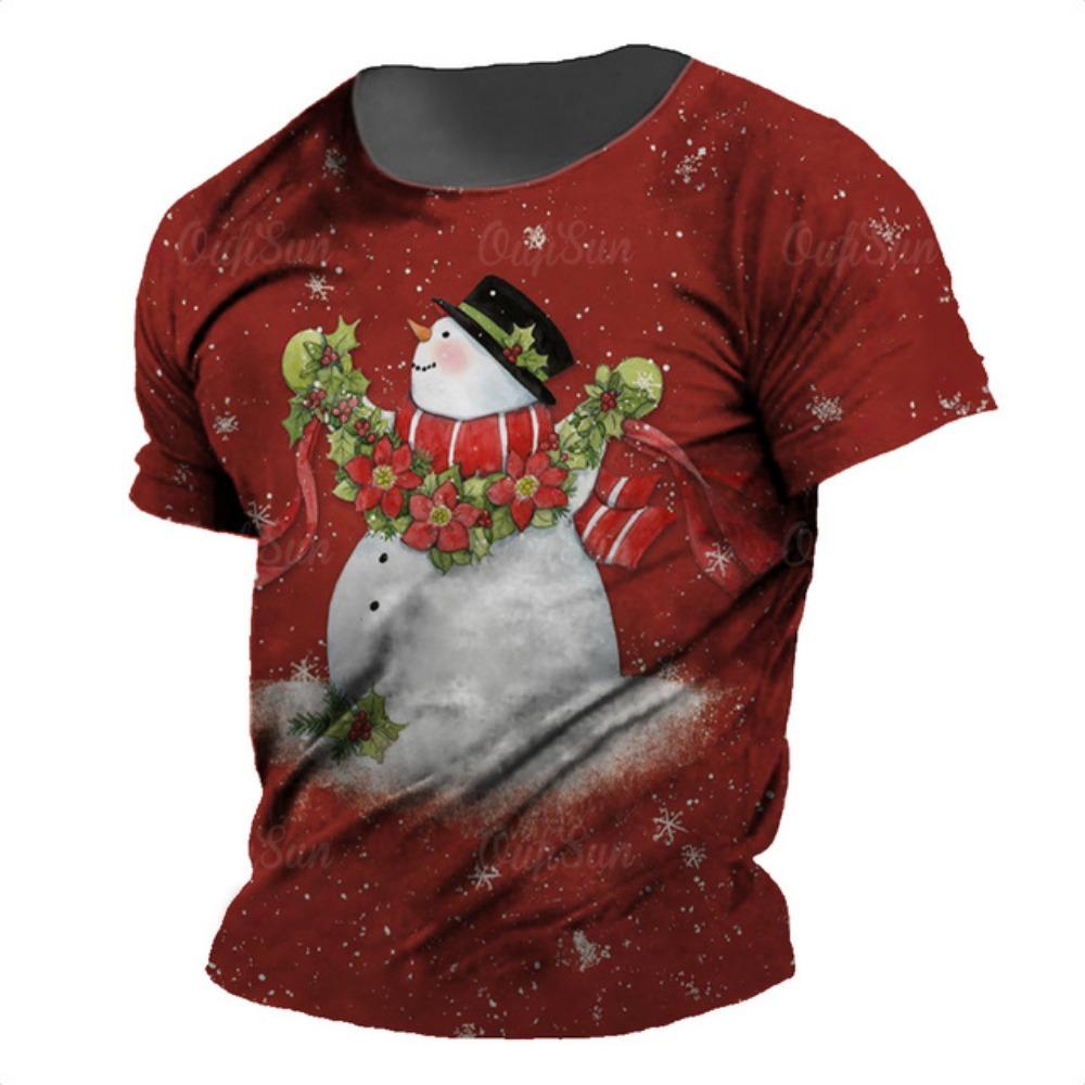 

Різдвяна футболка з принтом Санта-Клауса з коротким рукавом, чоловіча футболка, фестивальний одяг, повсякденні топи, вільні великі футболки для чоловіків, футболки 6XL