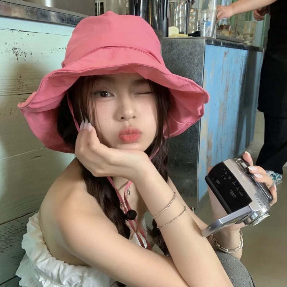 Pleasantly Cool Sunshade Bucket Hat Windproof Rope Foldable Basin Cap  Travel