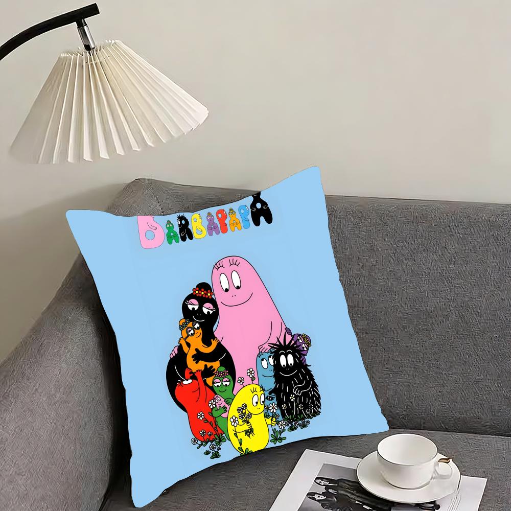 Cute cartoon B-B-Barbapapas Cushion Cover Reversible Plush Pillow Cover – For car, sofa, bedroom, perfect as a gift.