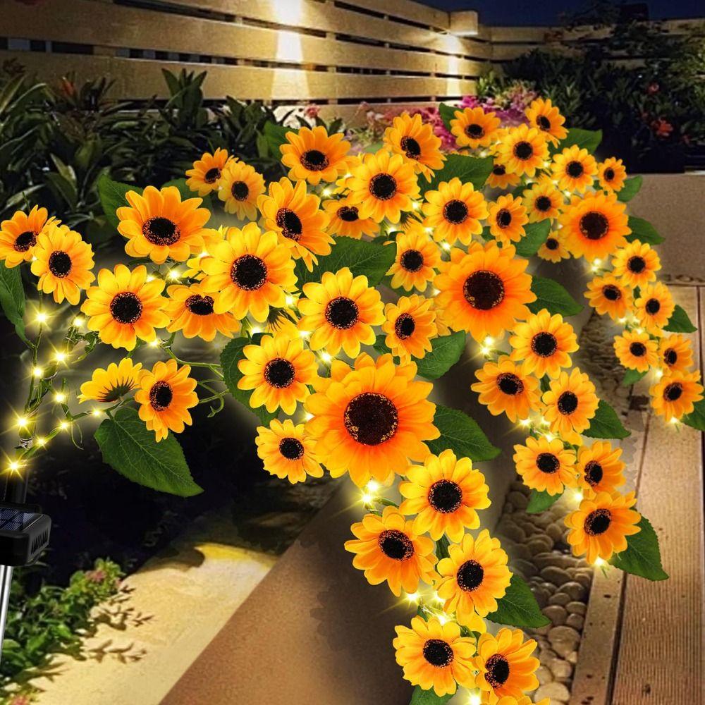 Yellow Flower Solar Sunflower Lawn Lamp 3/6 Heads Ground Mounted Light  Yard Decoration