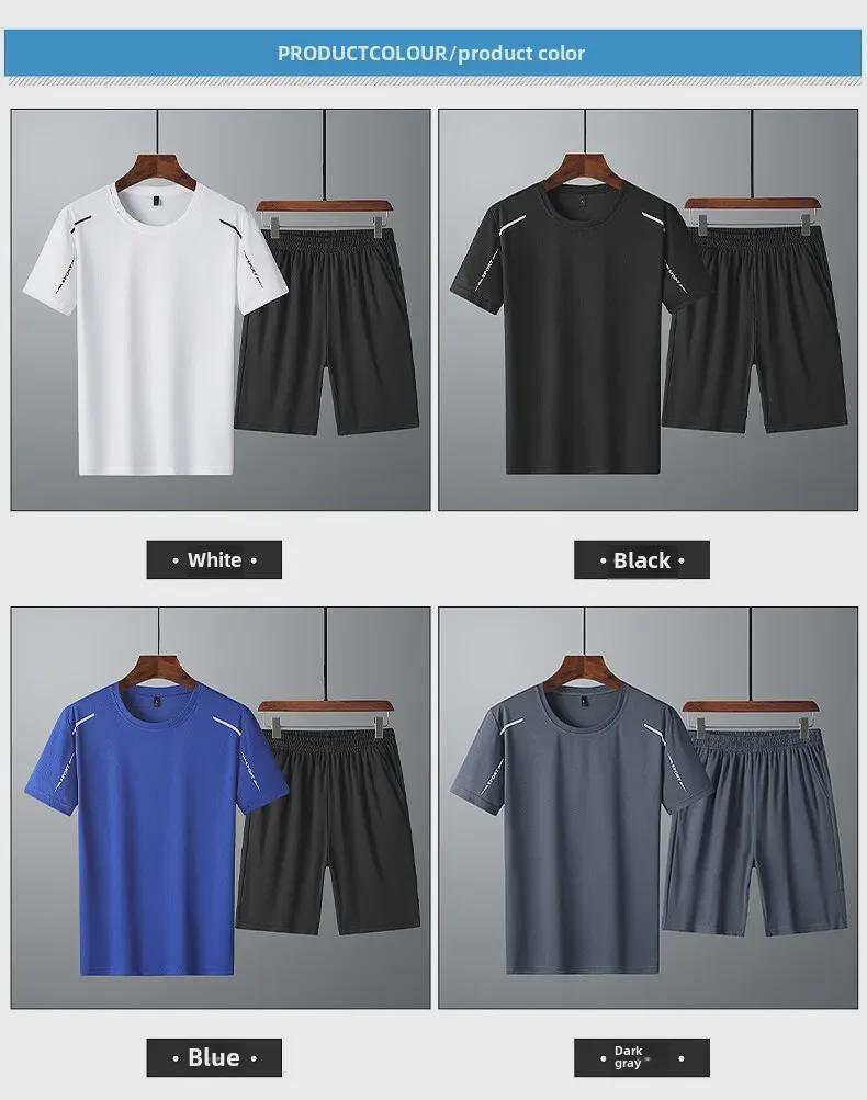 Men's Quick-Dry Ice Silk Round Neck Running Suit: 3-Piece Summer 2024 Bestseller
