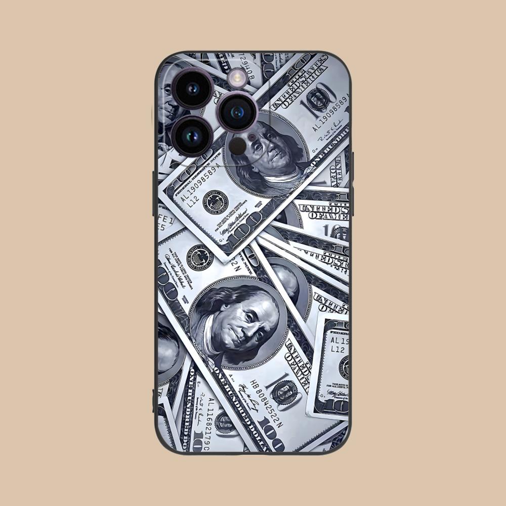 USD Dollar Printed Phone Case for iPhone 17 16 15 14 13 12 11 X XR XS 8 7 Air Pro Max Plus Mini Soft TPU Shockproof Cover