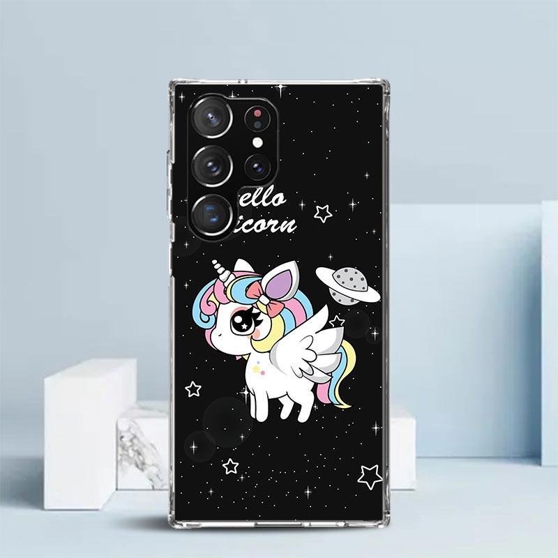 Rosa Einhorn Regenbogen Handyhülle Für Samsung Galaxy S24 S25 Edge S26 Ultra S22 S23 Plus S21 + S20 FE Weiche TPU Rückseite Galaxy S