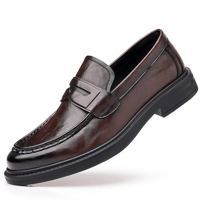 British Style Classic Loafers Men's Thick Soled Genuine Leather Business Formal Adult Leather Shoes Brand Low Heel Casual Shoes