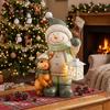 Snowman Figure 43 cm made of MGO with LED Lantern and Timer, for Entryway & Doorway Area