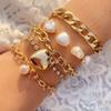 Europe, America, Special-shaped Imitation Pearl Retro Baroque Bracelet, Femininity Slightly Inlaid Love Set Bracelet