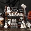Halloween Party Decorations Set 20Pcs Wooden Pumpkin Tabletop Decor Ghost Happy Halloween Sign Tiered Tray Decor for Home