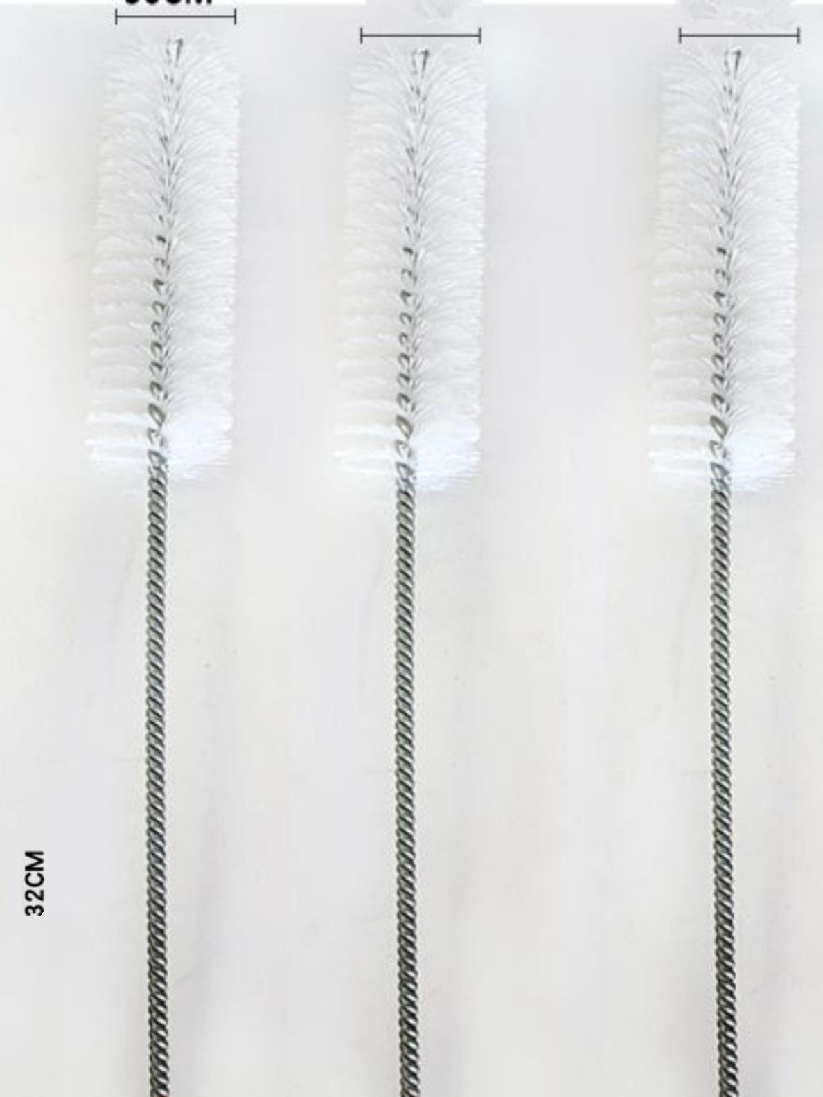 White Nylon Bristle Long Handle Test Tube Cleaning Brush 10mm Diameter