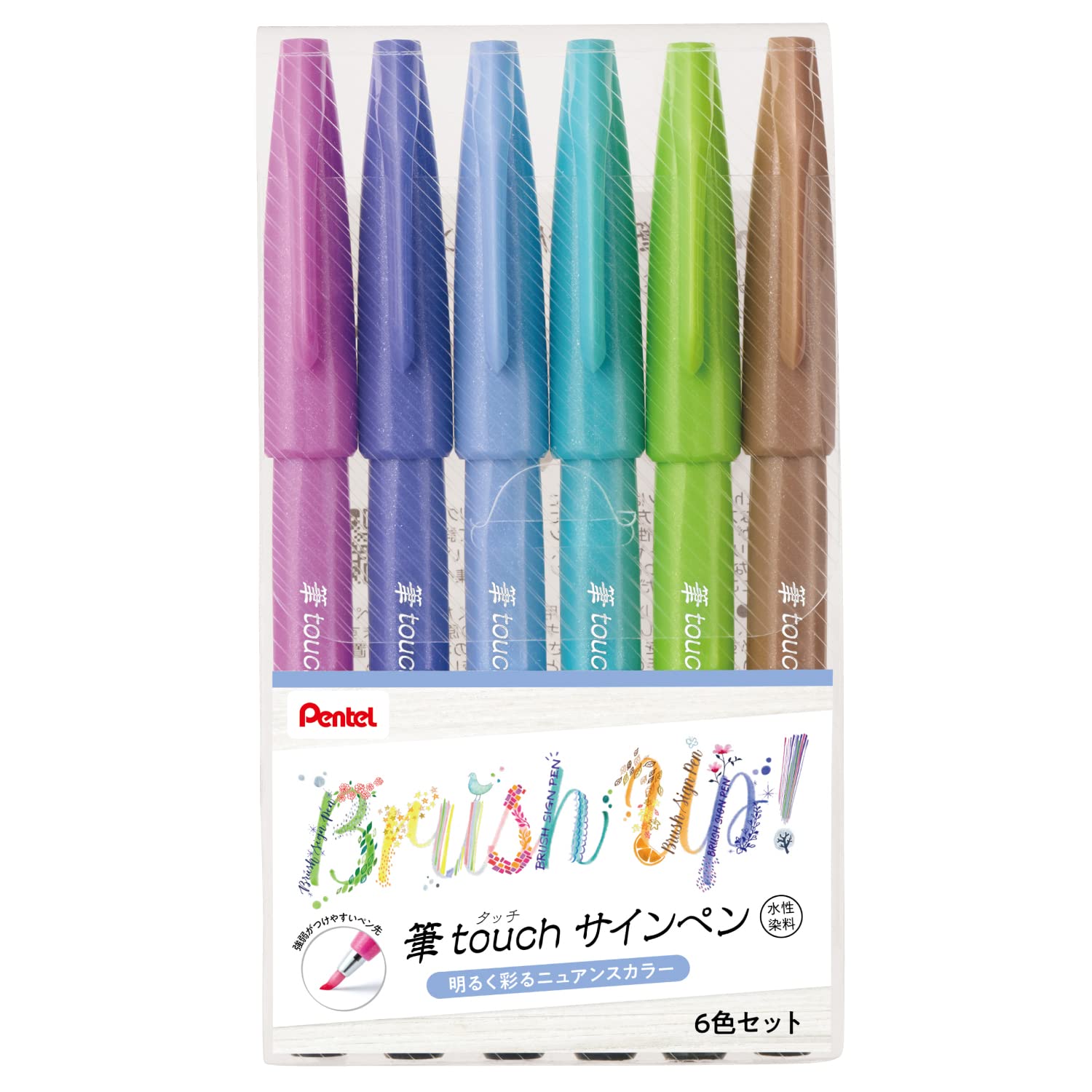 

Pentel Brush Touch Sign Pen 6 Color Set C SES15C-6STC