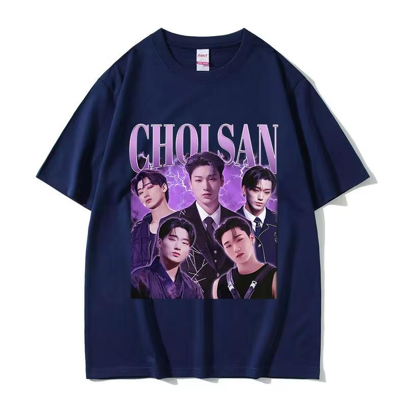 Summe Kpop Band Choi San Ateez Grafisk Dam Unisex Hip Hop Kläder Överdimensionerad Bomullstryckt T-shirt Andningsbar T-shirt