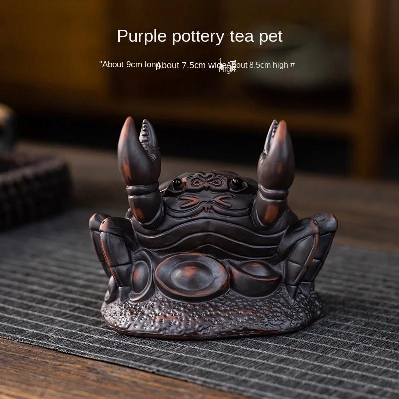 Fialová keramika Čajové ozdoby Podpůrná Dekorace Šťastná ropucha Ručně vyráběná Kreativní Dekorace Čajového podnosu Čajový mazlíček