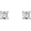 Jewels Prim 1 Ct Princess Cut Diamond Stud Earrings Solid14K White Gold Martini Push Back Earrings For Women's Regular And All Occasion Wear