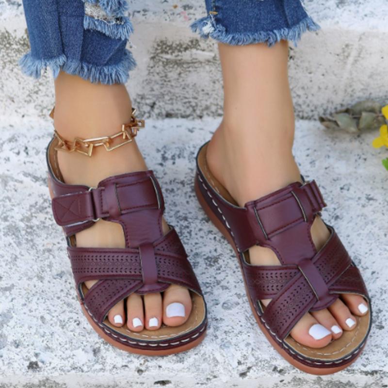 Fashion Summer Women Wedge Sandals Premium Orthopedic Open Toe Sandals Vintage Anti-Slip Leather Casual Female Platform Retro Shoes