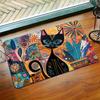 1Pcs Anti Fatigue Kitchen Rugs Abstract Cat Print Waterproof Non-Slip Thick Cushioned Kitchen Mat Heavy Duty Comfort Standing Mat for Kitchen Bathroom