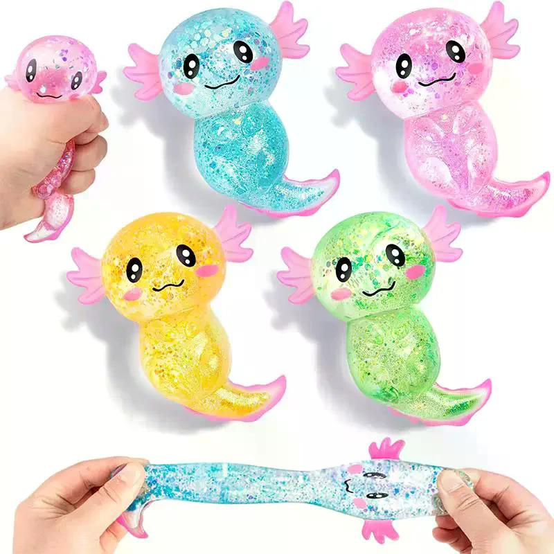 Giocattolo Axolotl Antistress Decompressione Glitterato Carino Zucchero di Malto Spremibile Giocattolo Fidget Per Adulti Bambini Regalo Festa di Compleanno
