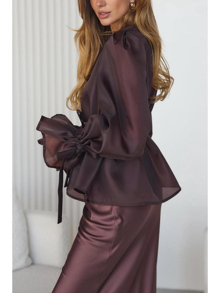 Ensemble Robe et Chemise Satinées à Lacets Cross2026 Europe Printemps/Été pour Femmes NTZ9004