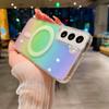 Wireless Charge Case for Samsung Galaxy S23 S22 Ultra Plus Cover Laser Gradient Rainbow Magnetic Cover MagSafe Soft Clear Fundas