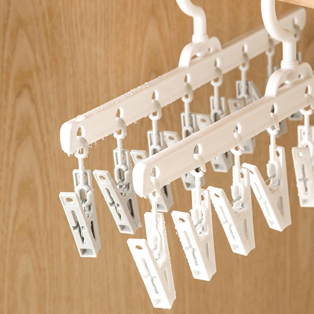 Multifunction Clothes Hanger with 8 Clips Antiskid Space Saving Closet Organizer Drip Foldable Hanging Rack Drying Towels Bras Baby Clothes Gloves