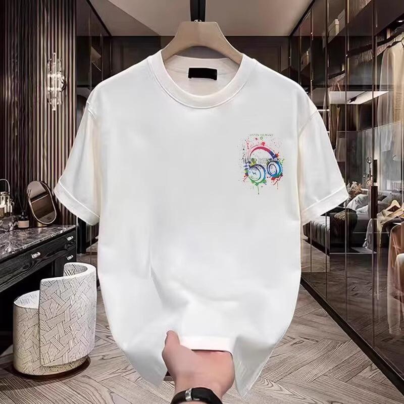 Women Men Cotton T Shirt Round Neck Short Sleeve Print Casual T-shirts