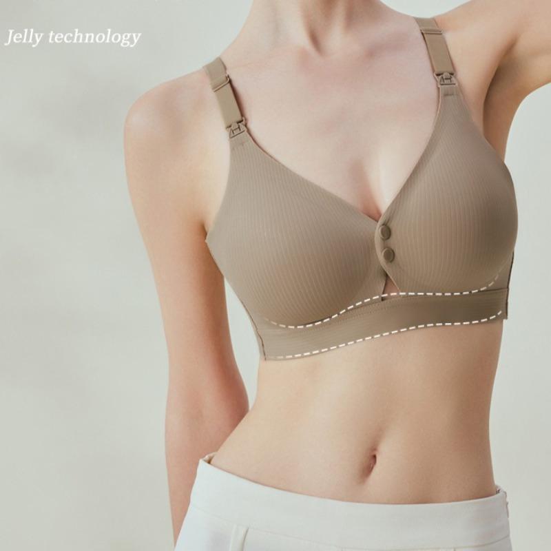 Seamless Maternity Bra with Double Front Clasp High Elasticity Push-up and Nursing Support