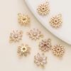 4/6Pcs 18K Gold Color Plated Brass Zircon Flower Shape Pendants for DIY Women Jewelry Making Necklace Earrings Accessories