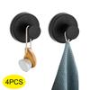 4Pcs Black Stainless Steel Suction Cup Hooks Punch-free Wall Mounted Hook Hanging Towel Holder Bathroom Vacuum Suction Cup