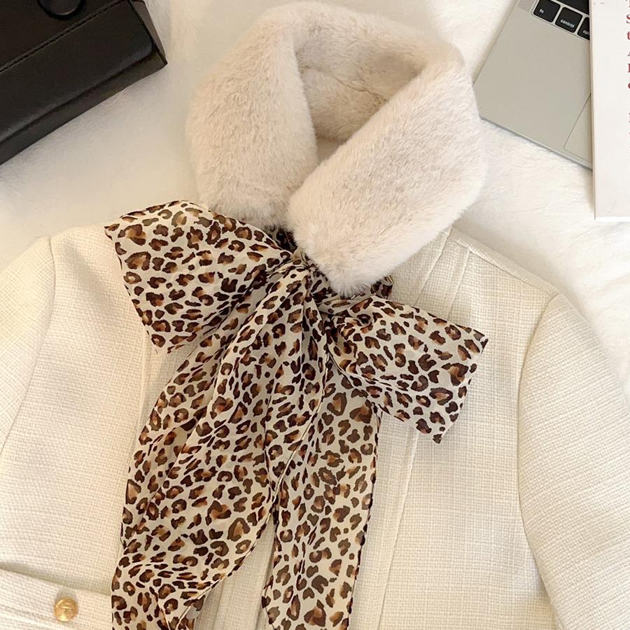 Плюшевый шарф-ожерелье с леопардовым принтом - Универсальное ретро-украшение Y2K для женщин