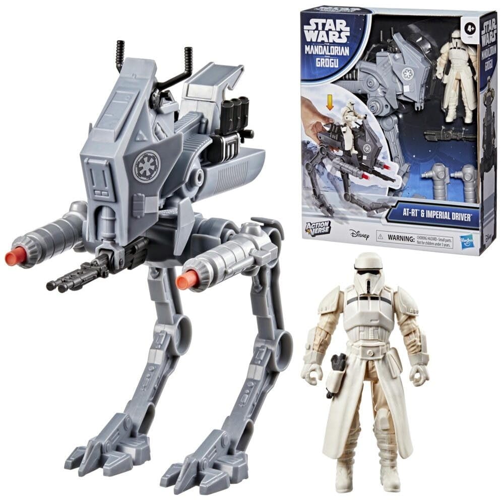 Hasbro STAR WARS O Mandaloriano e Grogoo ActionVerse Figura de Ação Imperial Meninos Idades G2840 AT-RT & Piloto, & Veículo, & Meninas, 4+, (Autêntico