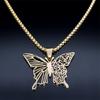 Aesthetic Butterfly Rose Flower Pendant Necklace Stainless Steel Gold Color Hollow Flying Wing Chain Jewelry Colgantes N6121S01