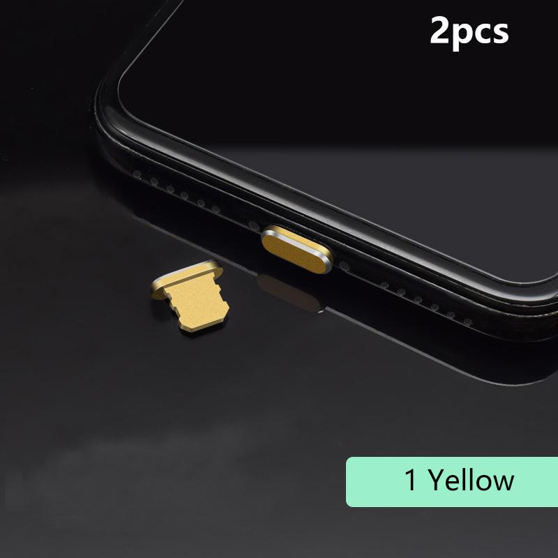 

2 шт. алюминиевый сплав пылезащитная заглушка для 14 13 12 Pro Max 11 Mini Xr 8 Plus серии Lightning порт Cove жёлтый