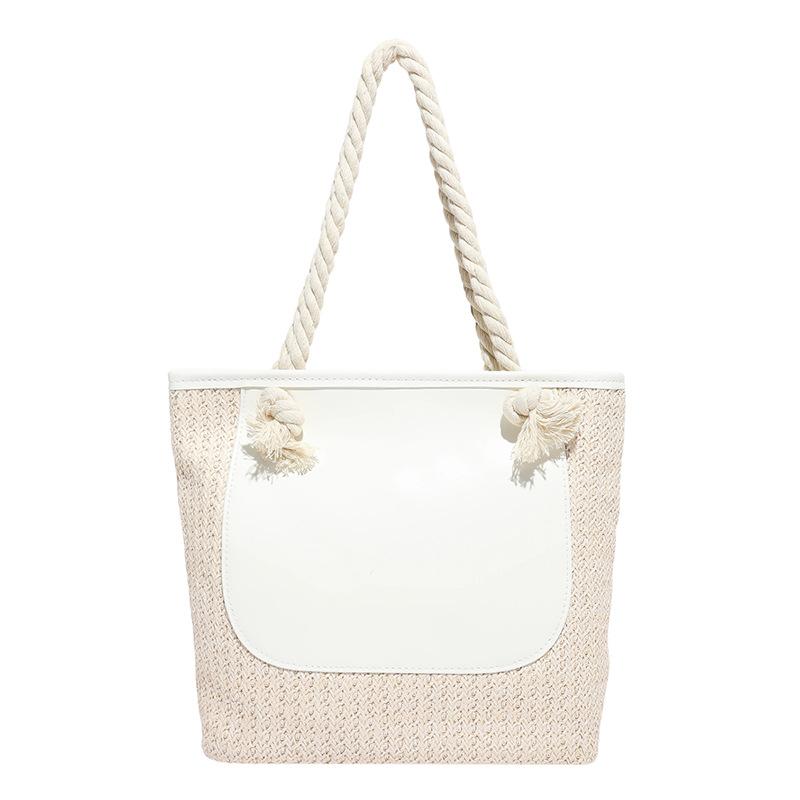 

Simple and fashionable largecapacity bag women s summer new trend woven shoulder bag fashion casual bucket bag белый