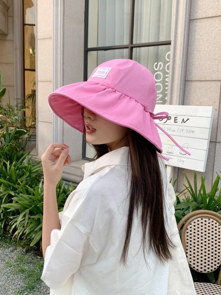 Fisherman Hat Large Brim With Bowknot Sun Protection For Summer Casual Wear