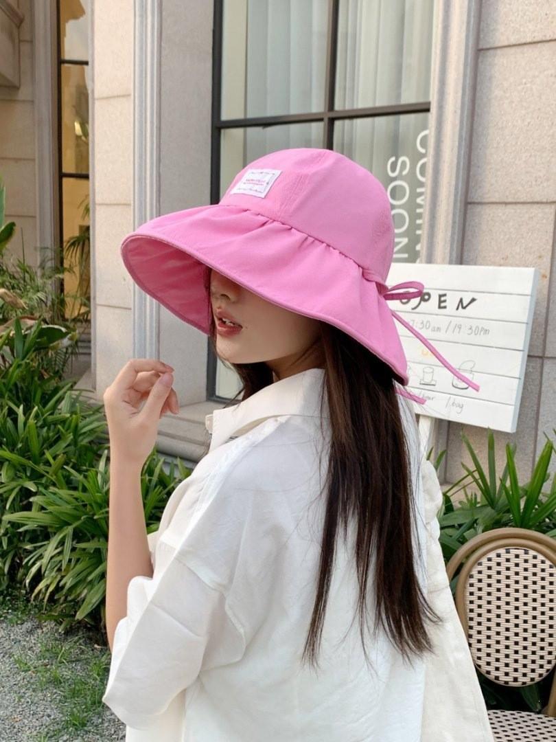 

Fisherman Hat Large Brim With Bowknot Sun Protection For Summer Casual Wear рожевий
