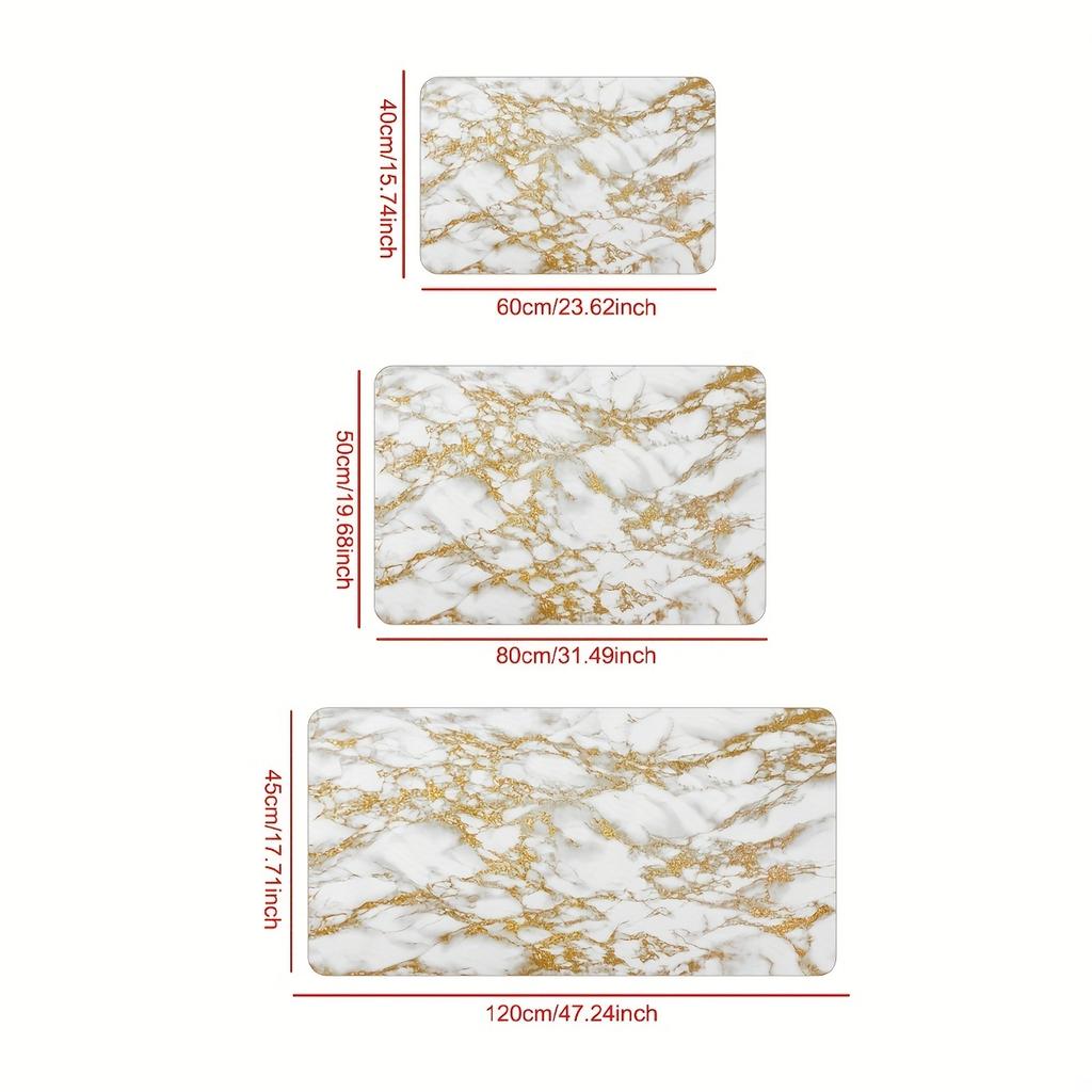 Luxusní bílá a zlatá mramorová kuchyňská podložka Měkká zahuštěná kuchyňská podlahová podložka Vodotěsná Protiskluzová Protiskluzová protiskluzová podložka proti oleji Podložka do kuchyně