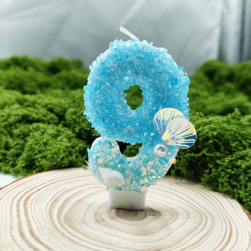 

Цифровая свеча «Голубая ракушка» Креативный дизайн Маленькая и изысканная Свеча для атмосферы вечеринки на день рождения Number 9