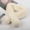 Women Winter Real Rabbit Fur Scarf With Button Fashion Female Warm Natural Soft Fur Scarves High Quality Neck Warmer Double ball