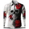 Halloween Thema Mannen Halloween Kostuums Schedels Shirt Knoopsluiting Shirt Casual Overhemd Lange Mouw Donkere Gotische Stijl Tops